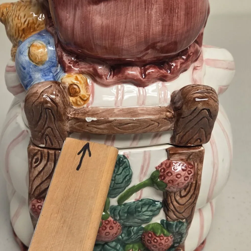 Mama Bear Cubs Strawberry Dress Ceramic  Cookie Jar 10.5